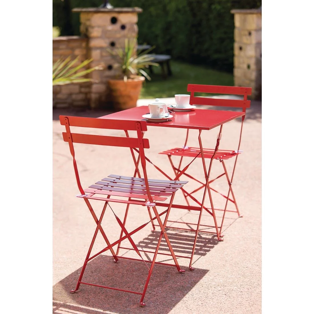 Bolero Perth Red Pavement Style Steel Folding Chairs (Pack 2) - Image 5