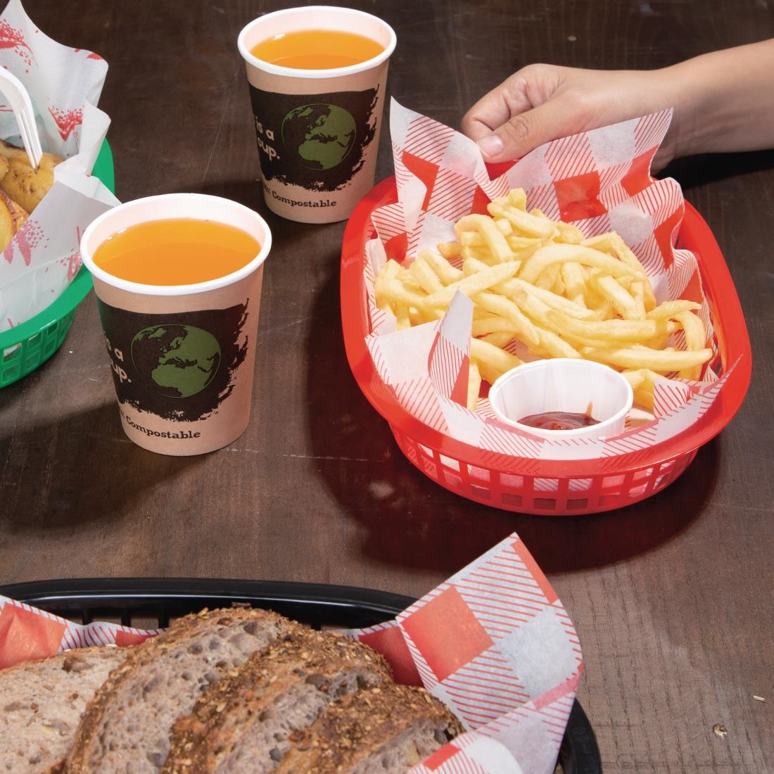 Oval Polypropylene Food Basket Red