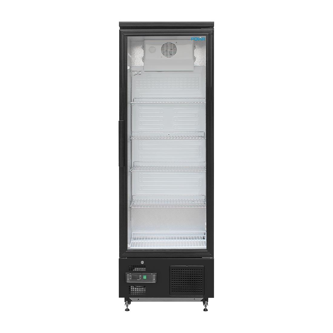 Polar Upright Back Bar Cooler with Hinged Door in Black 307Ltr