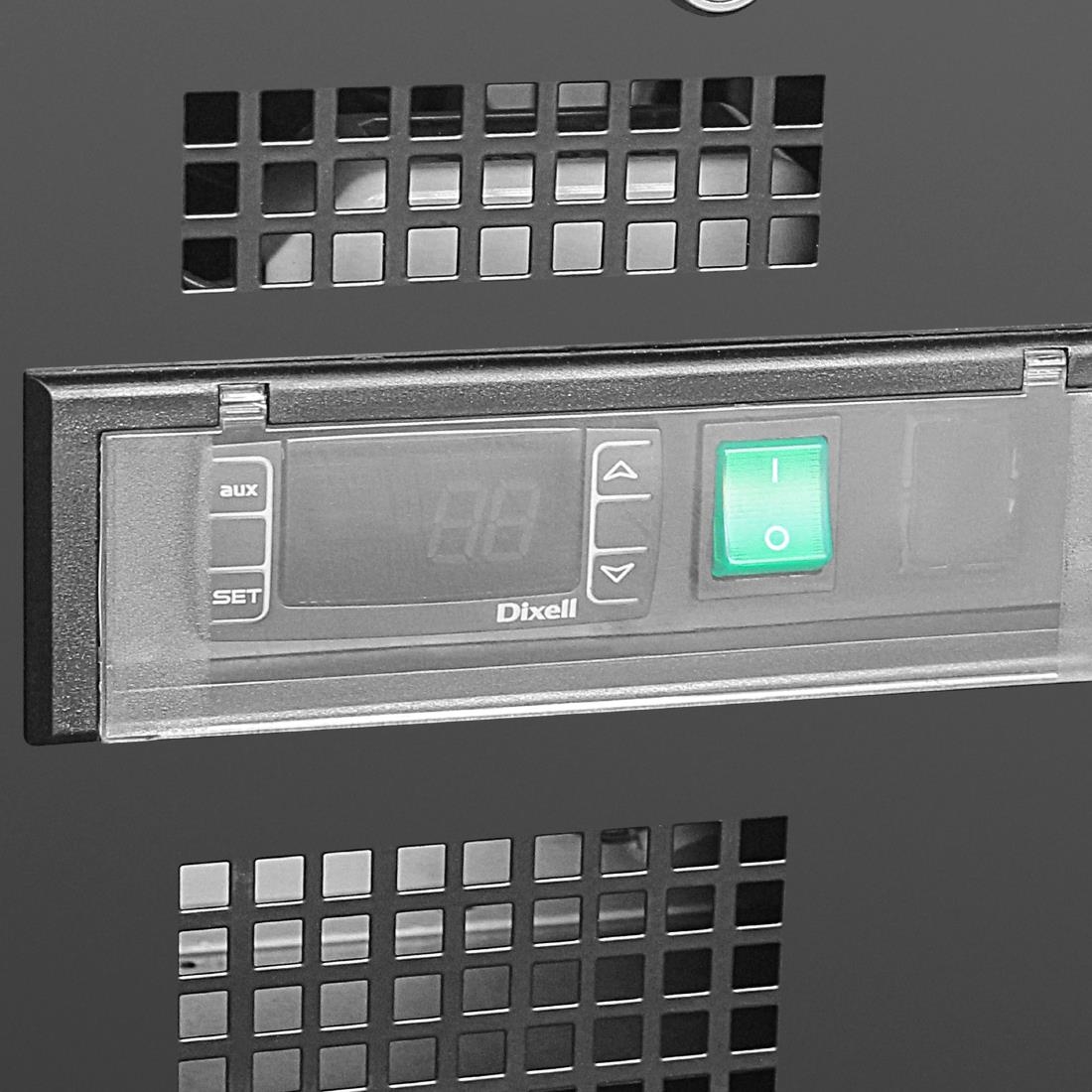 Polar Upright Back Bar Cooler with Hinged Door in Black 307Ltr