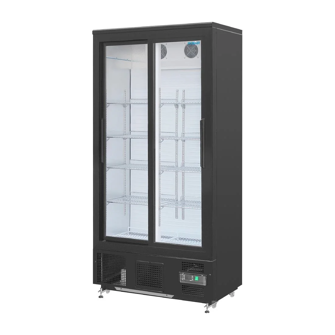 Polar Upright Back Bar Cooler with Sliding Doors in Black 490Ltr - Image 3