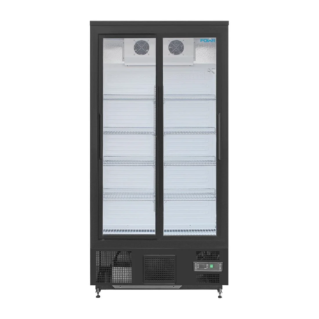Polar Upright Back Bar Cooler with Sliding Doors in Black 490Ltr - Image 4