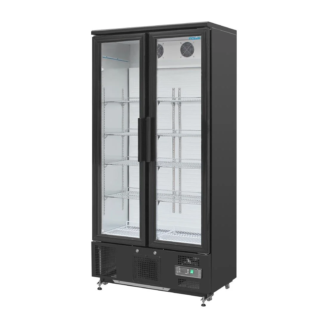 Polar Upright Back Bar Cooler with Hinged Doors in Black 490Ltr - Image 4