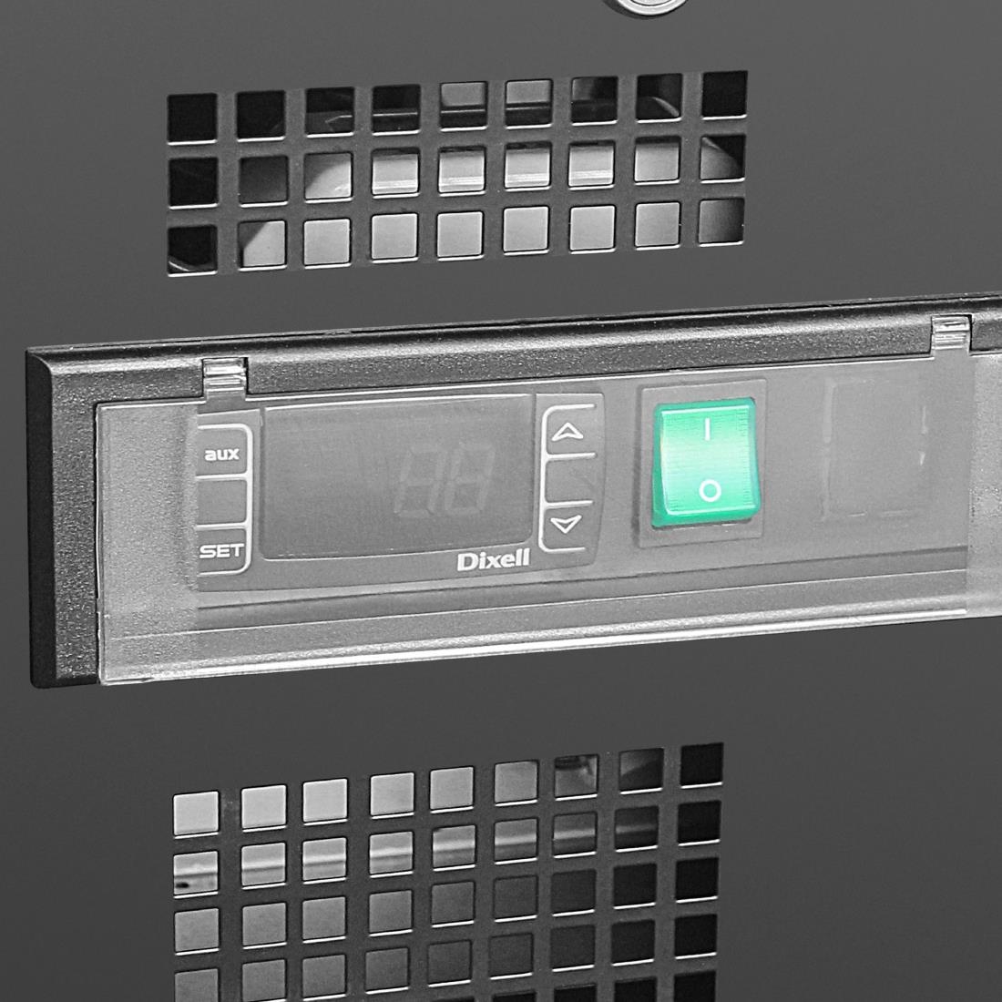 Polar Upright Back Bar Cooler with Hinged Doors in Black 490Ltr