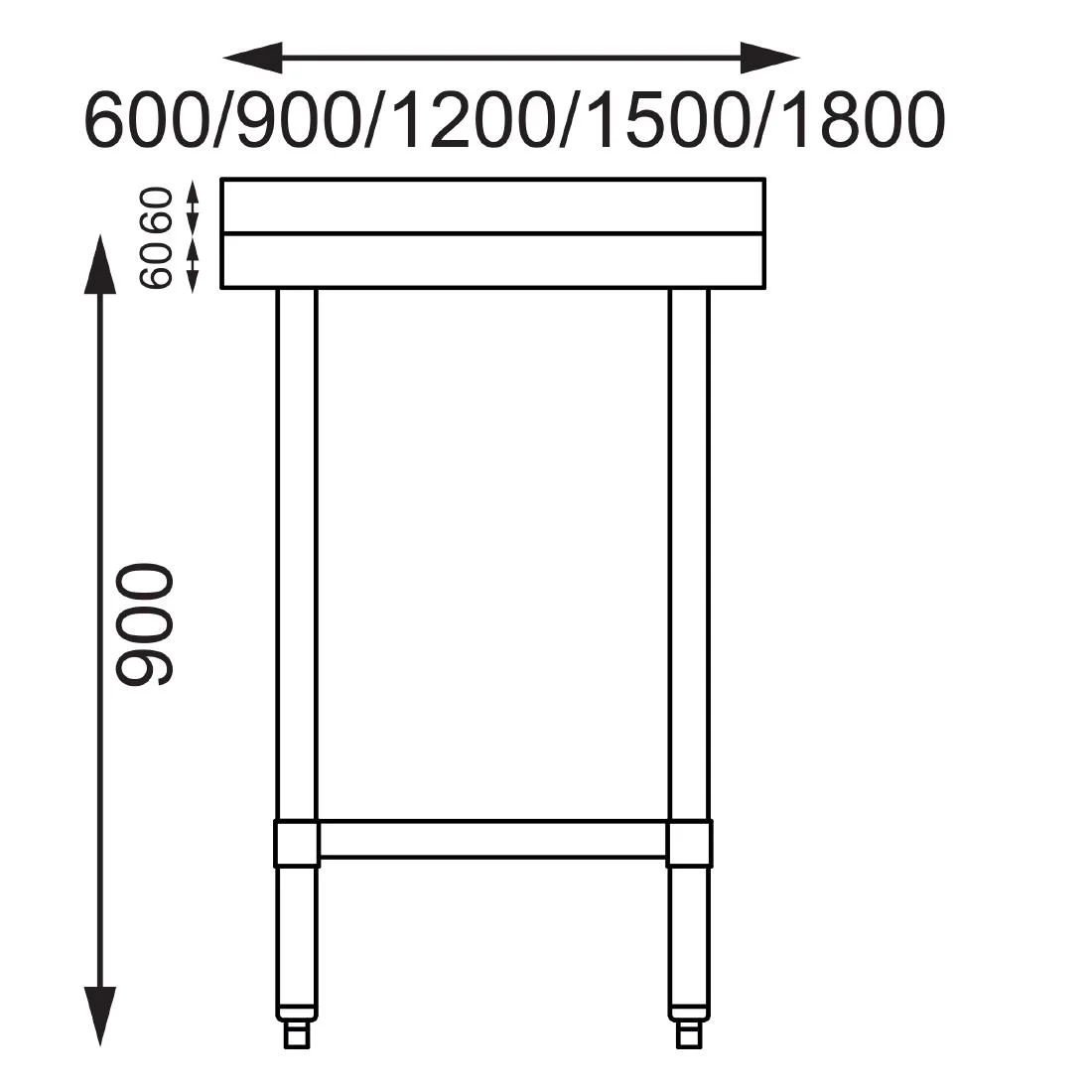 Vogue Stainless Steel Table with Upstand 600mm - Image 6