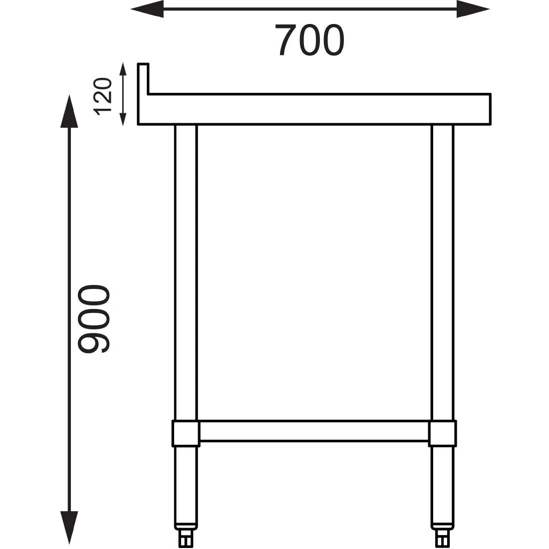 Vogue Stainless Steel Table with Upstand 600mm - Image 7