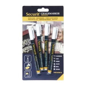 Set of 4 Securit 2mm Liquid Chalk Pens White