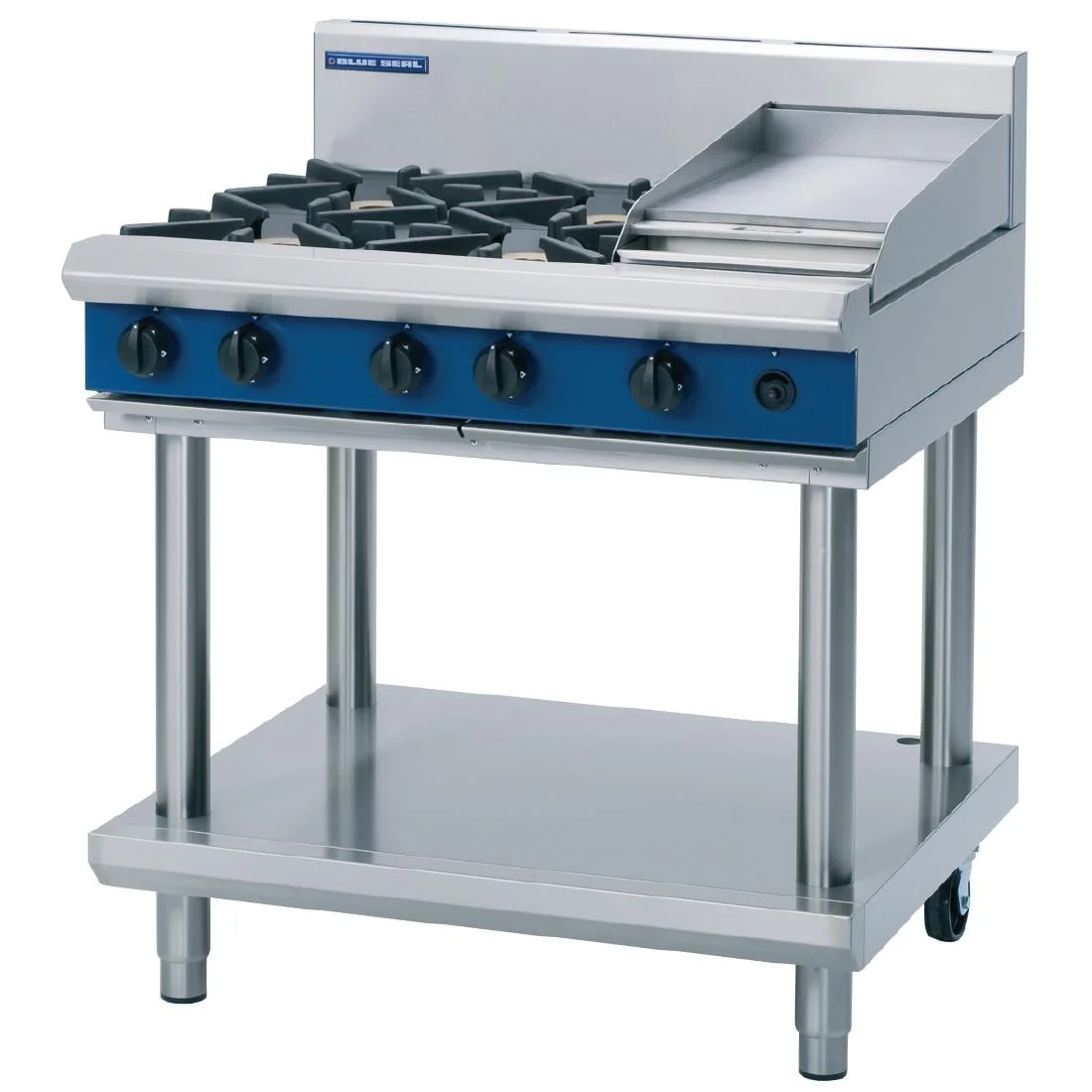 Blue Seal Evolution Cooktop 4 Open/1 Griddle Burner LPG on Stand 900mm G516C-LS/L - Image 2