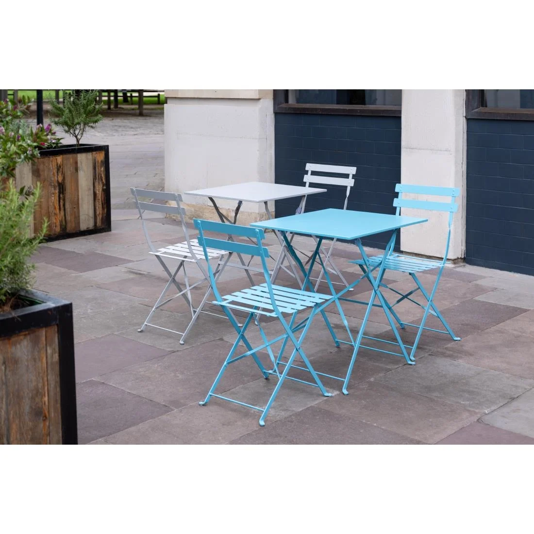 Bolero Perth Grey Pavement Style Steel Folding Chairs (Pack of 2) - Image 11