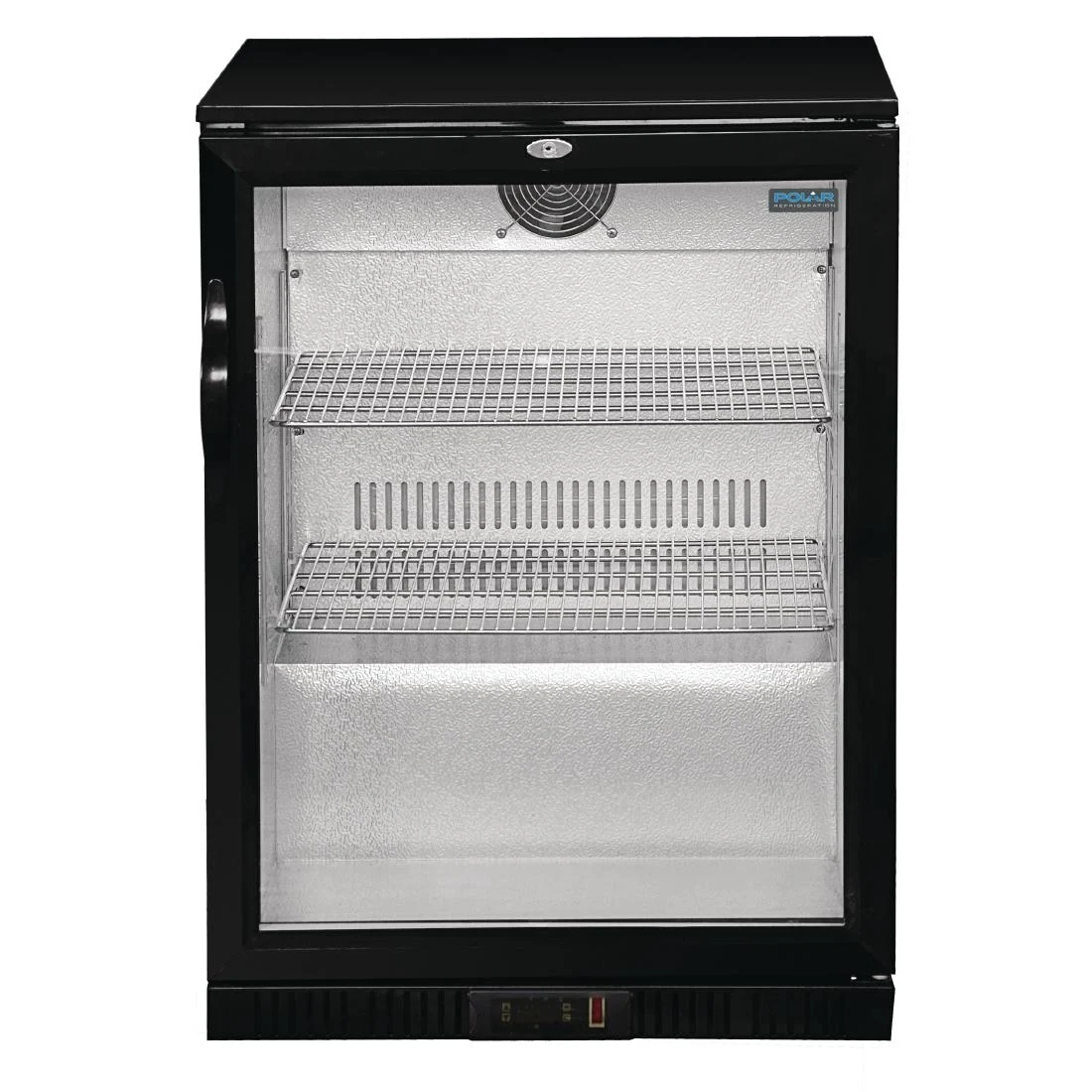 Polar Back Bar Cooler with Hinged Door in Black 138Ltr
