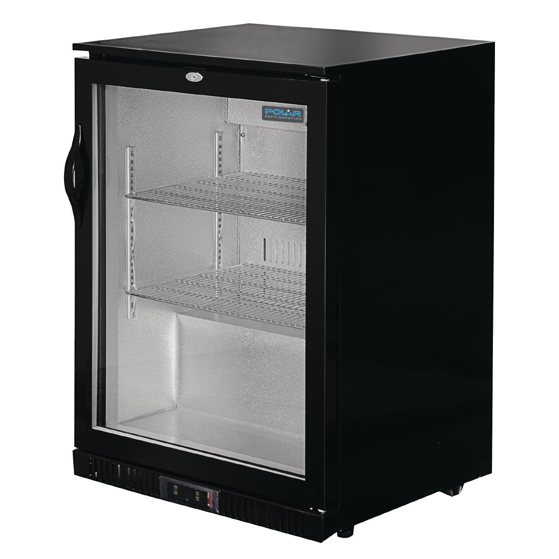 Polar Back Bar Cooler with Hinged Door in Black 198Ltr