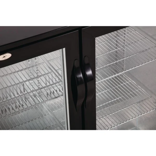 Polar Back Bar Cooler with Hinged Doors in Black 198Ltr