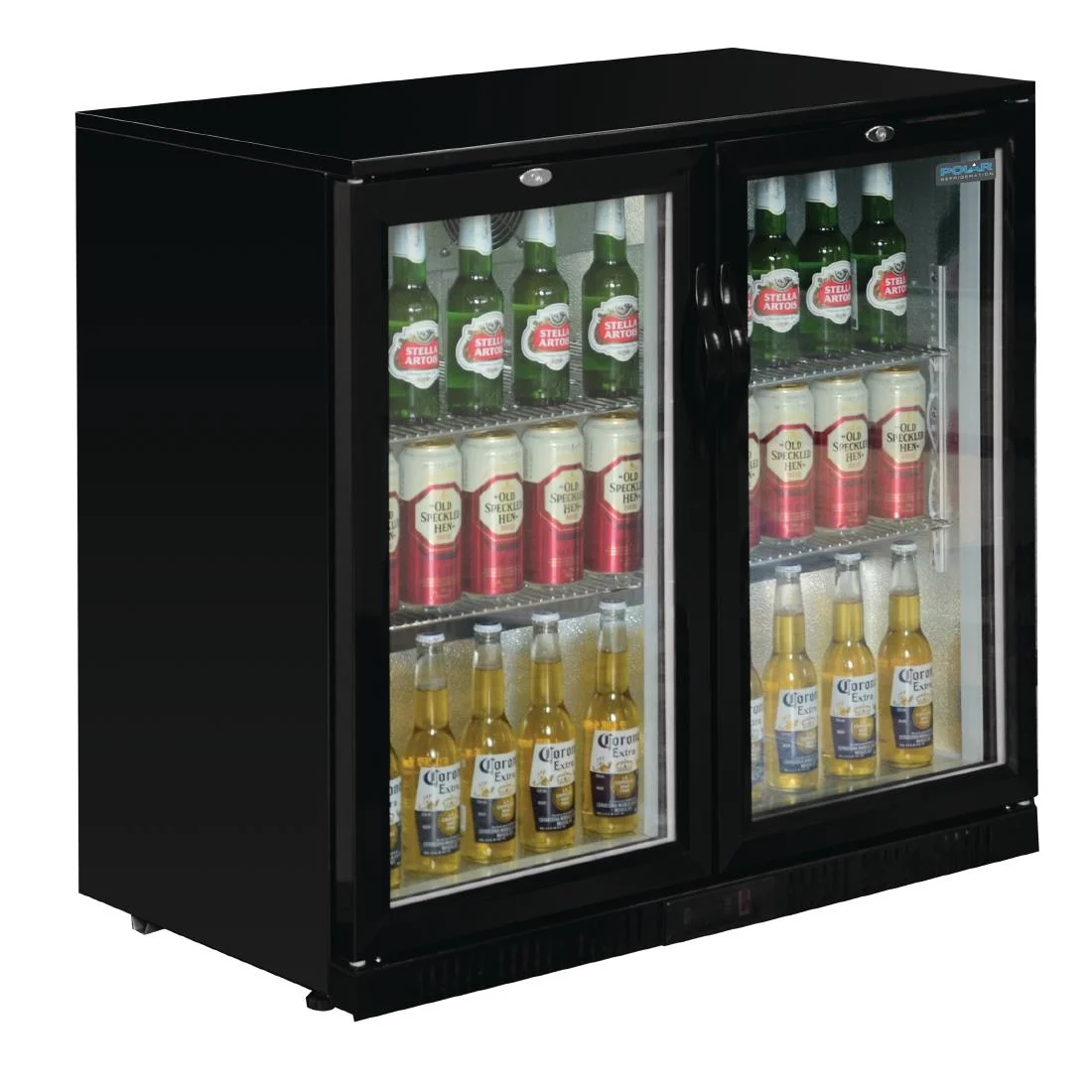 Polar Back Bar Cooler with Hinged Doors in Black 208Ltr - Image 2