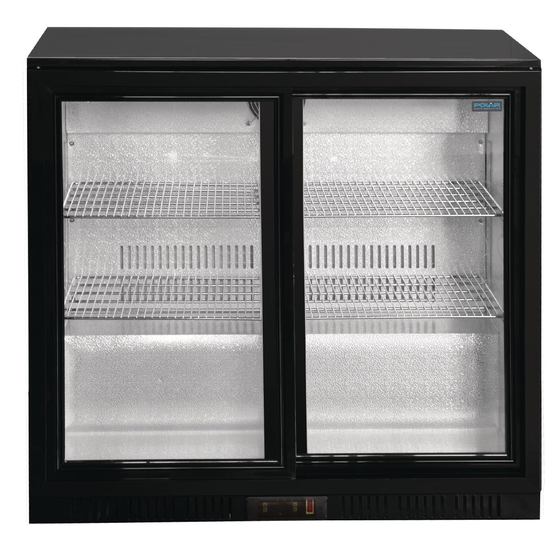 Polar Back Bar Cooler with Sliding Doors in Black 208Ltr