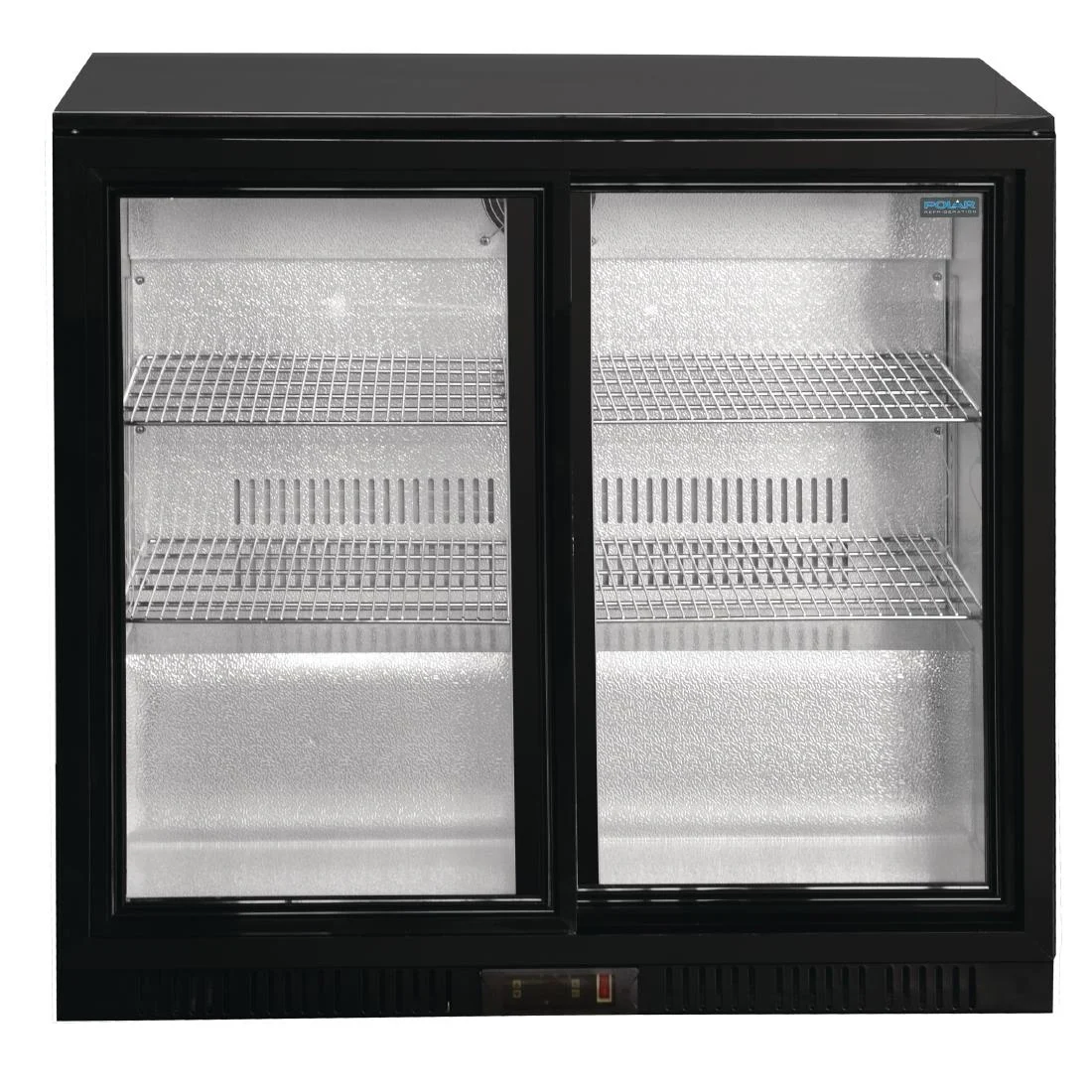 Polar Back Bar Cooler with Sliding Doors in Black 198Ltr