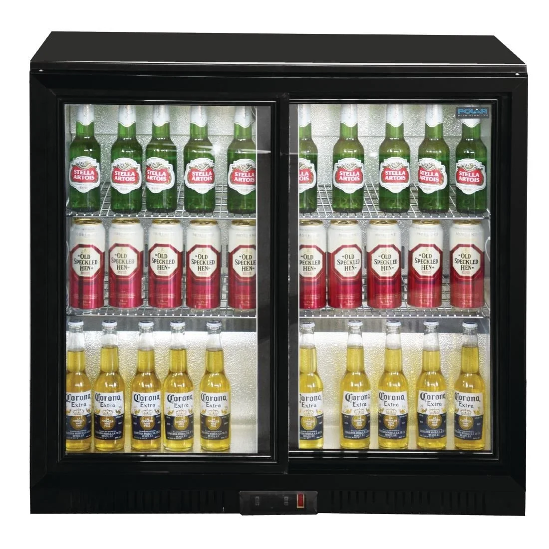 Polar Back Bar Cooler with Sliding Doors in Black 198Ltr - Image 4