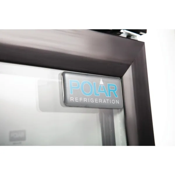 Polar Back Bar Cooler with Hinged Doors in Black 330Ltr