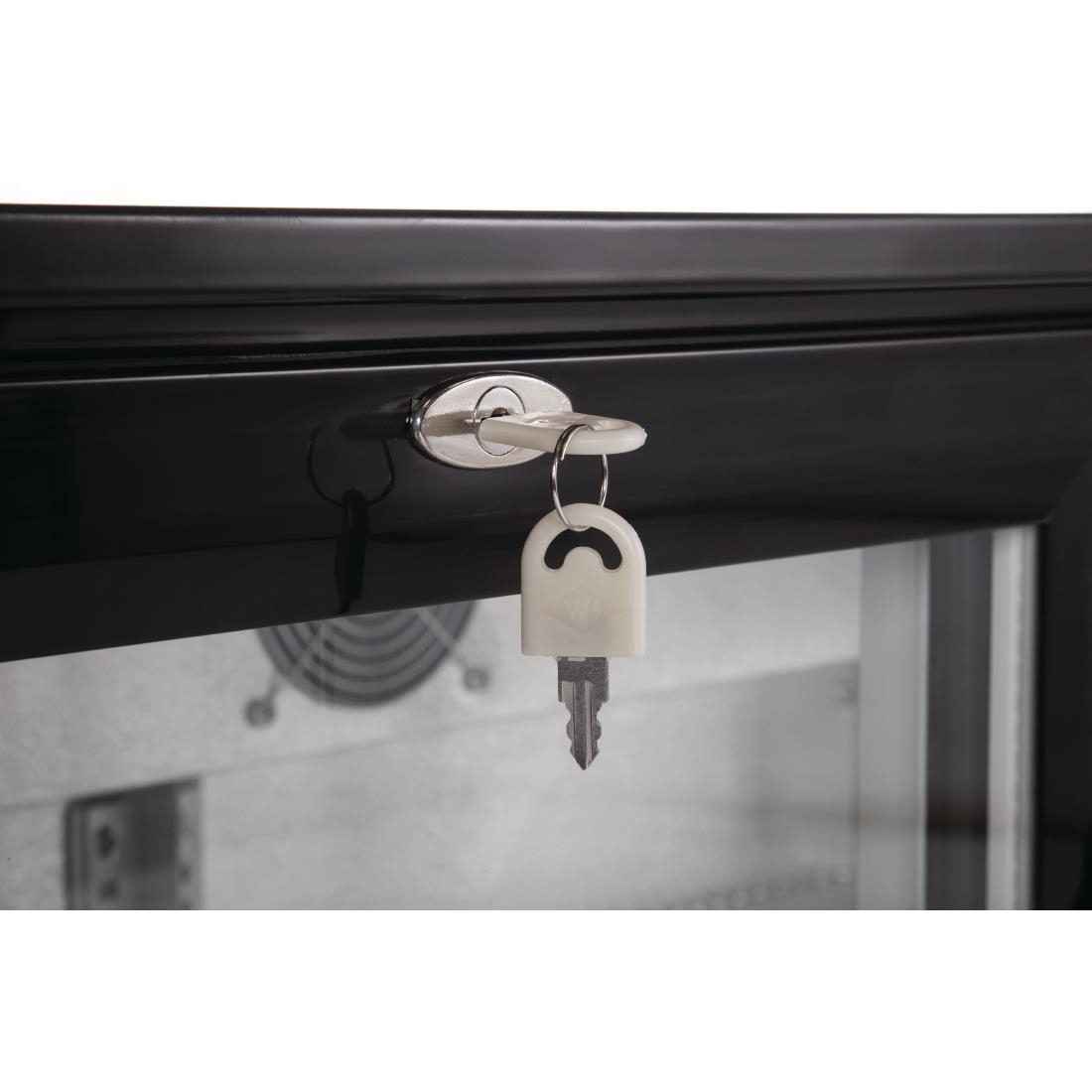 Polar Back Bar Cooler with Hinged Doors in Black 330Ltr