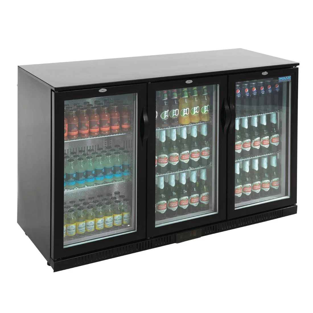 Polar Back Bar Cooler with Hinged Doors in Black 330Ltr - Image 10