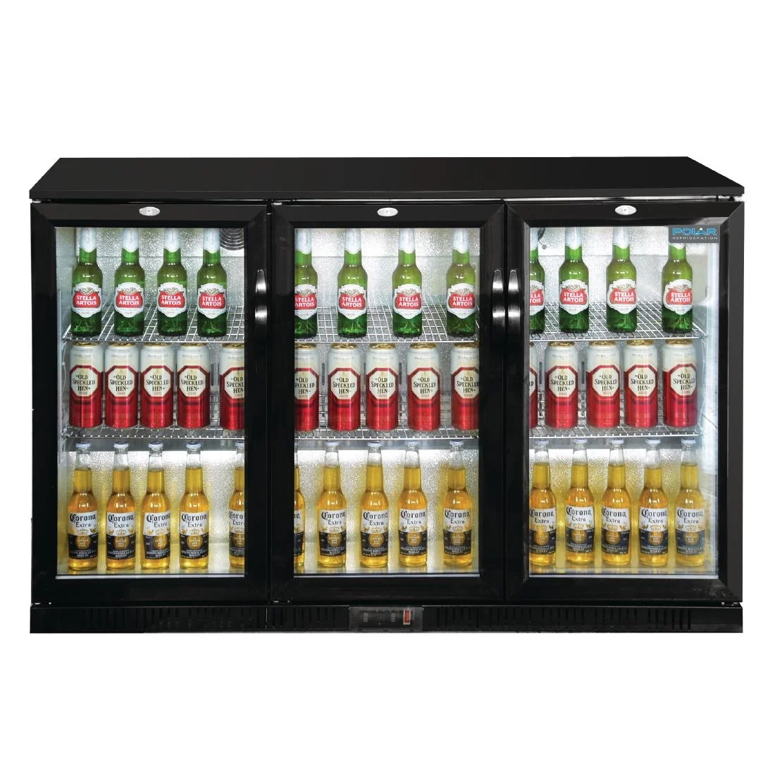 Polar Back Bar Cooler with Hinged Doors in Black 320Ltr - Image 7