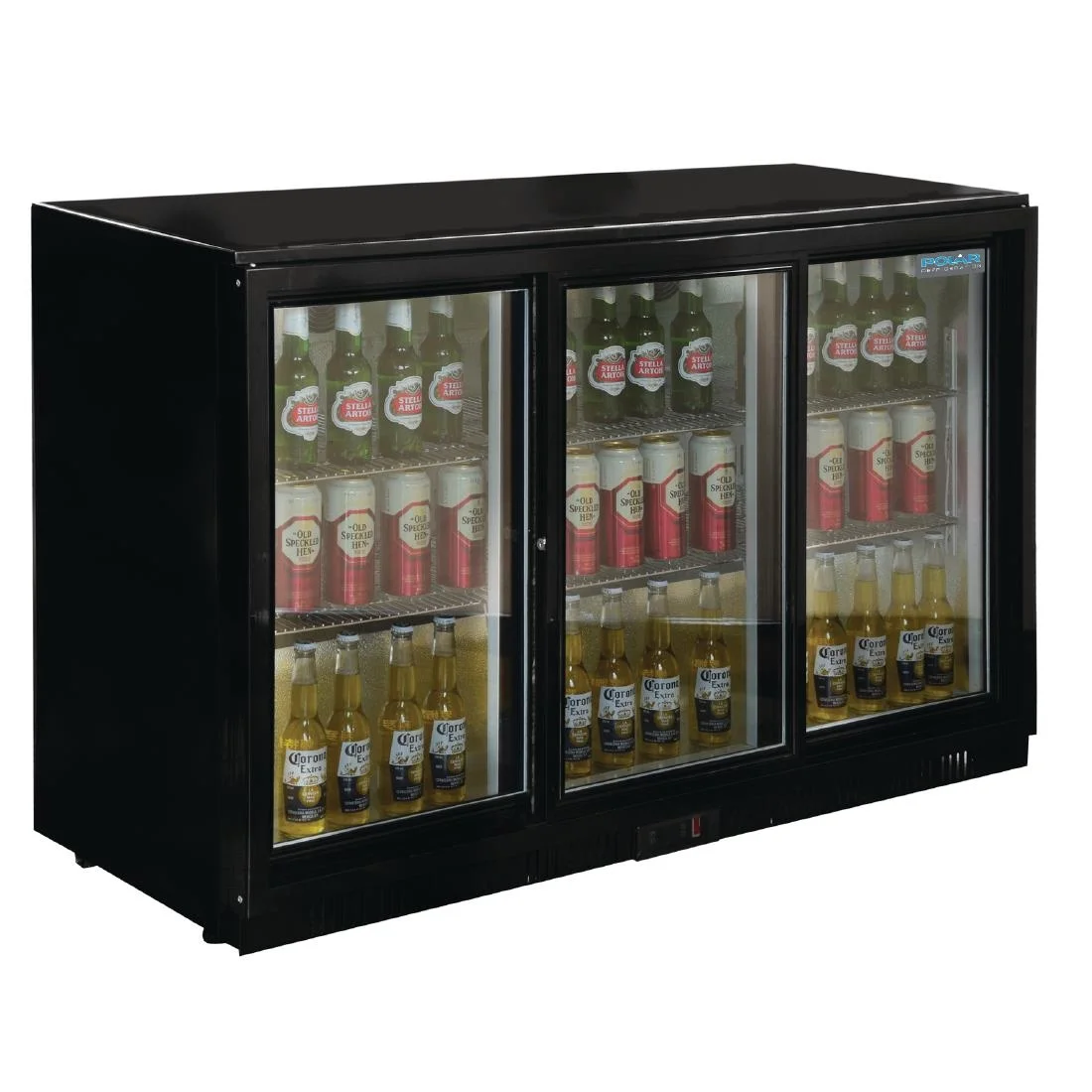 Polar Back Bar Cooler with Sliding Doors in Black 330Ltr - Image 5