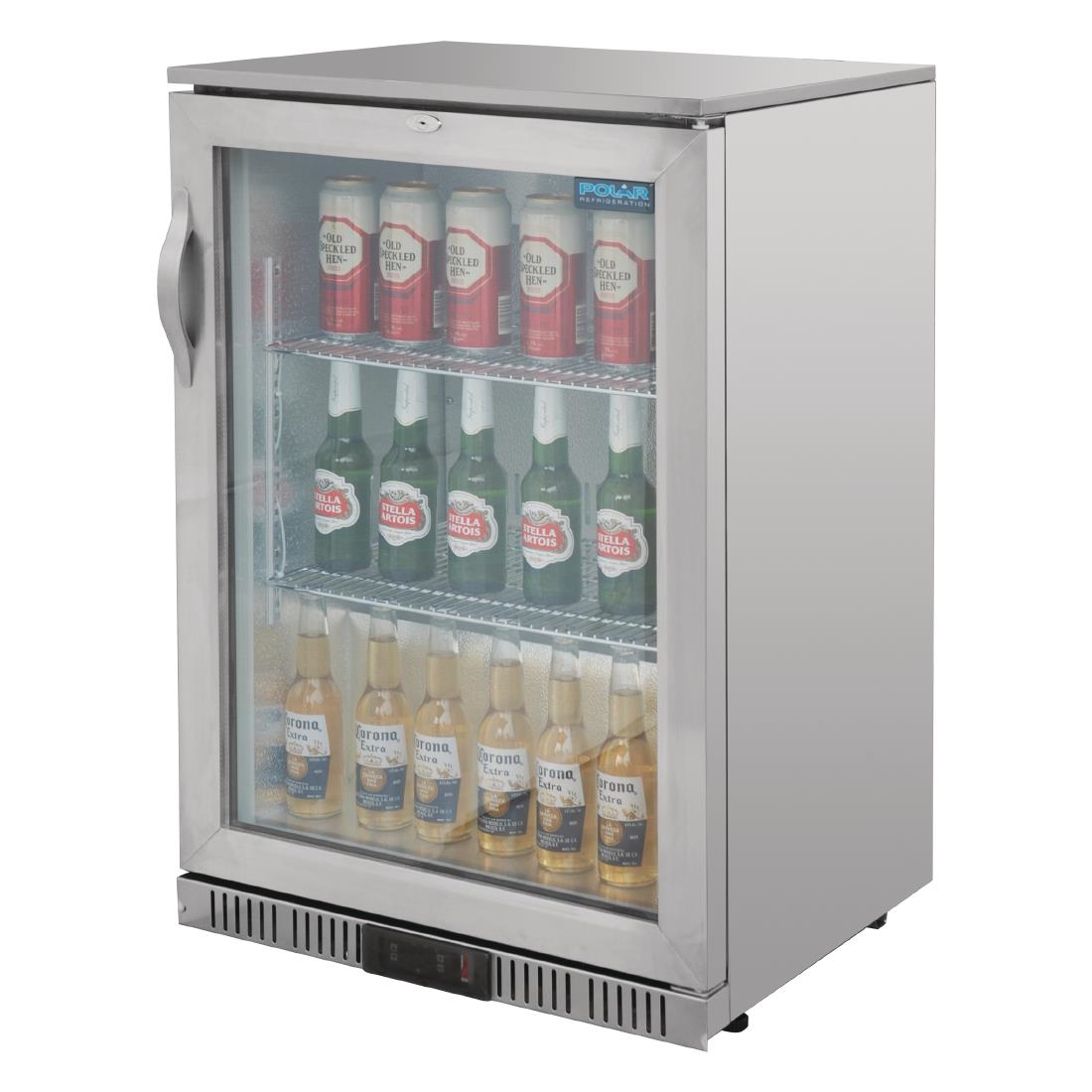 Polar Back Bar Cooler with Hinged Door in Stainless Steel 138Ltr