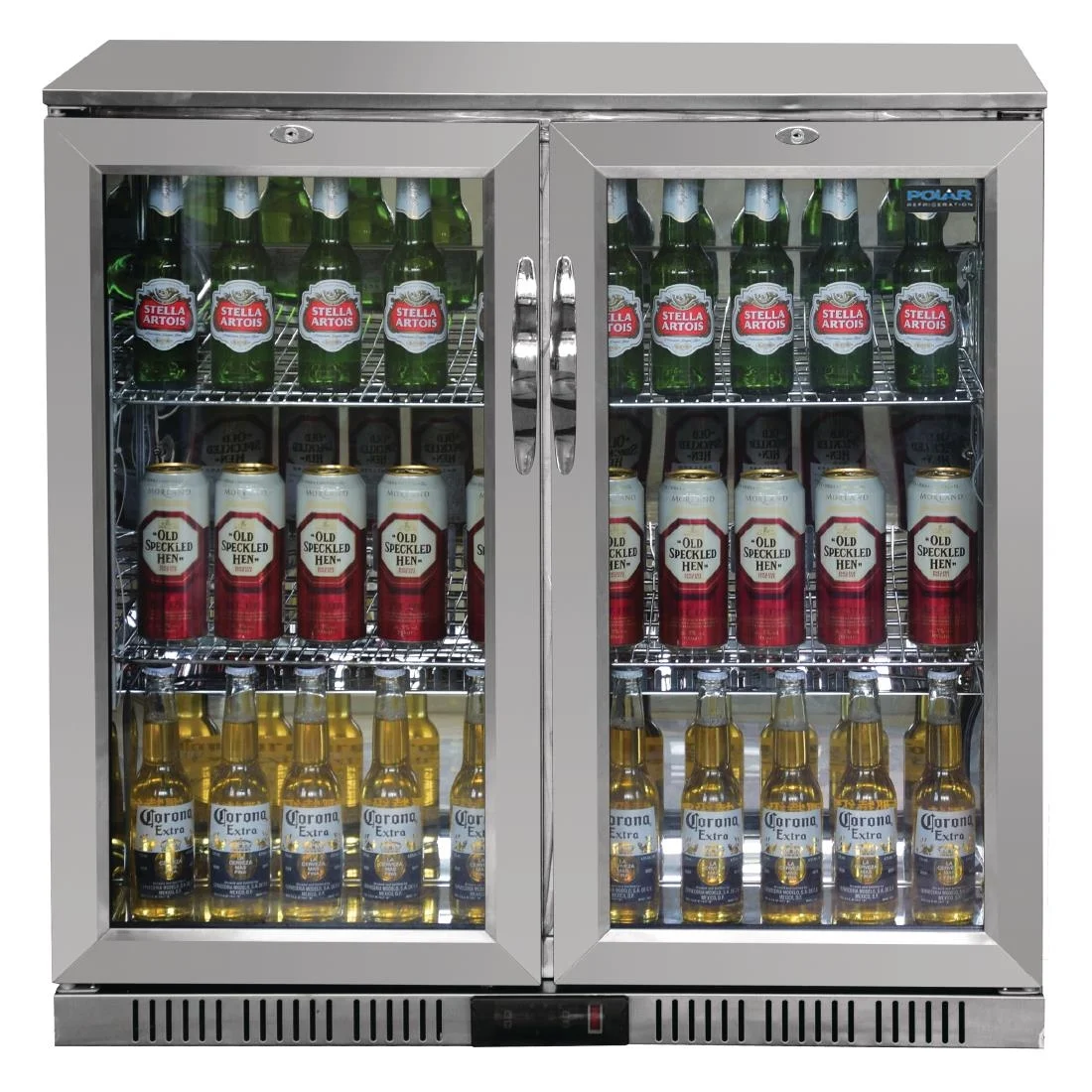 Polar Back Bar Cooler with Hinged Doors in Stainless Steel 208Ltr - Image 3