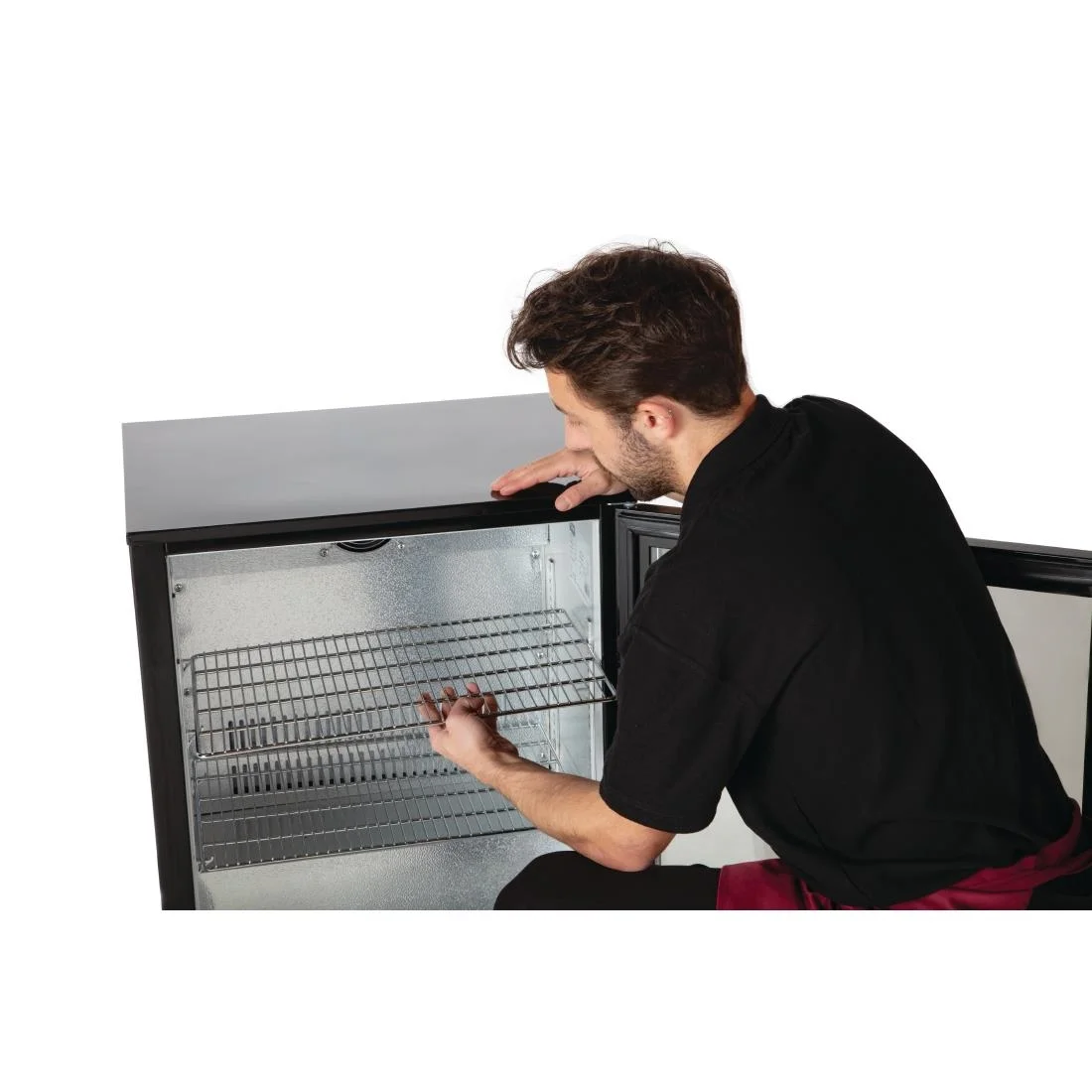 Polar Back Bar Cooler with Hinged Door in Black 198Ltr - Image 11