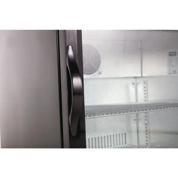 Polar Back Bar Cooler with Hinged Door in Black 138Ltr