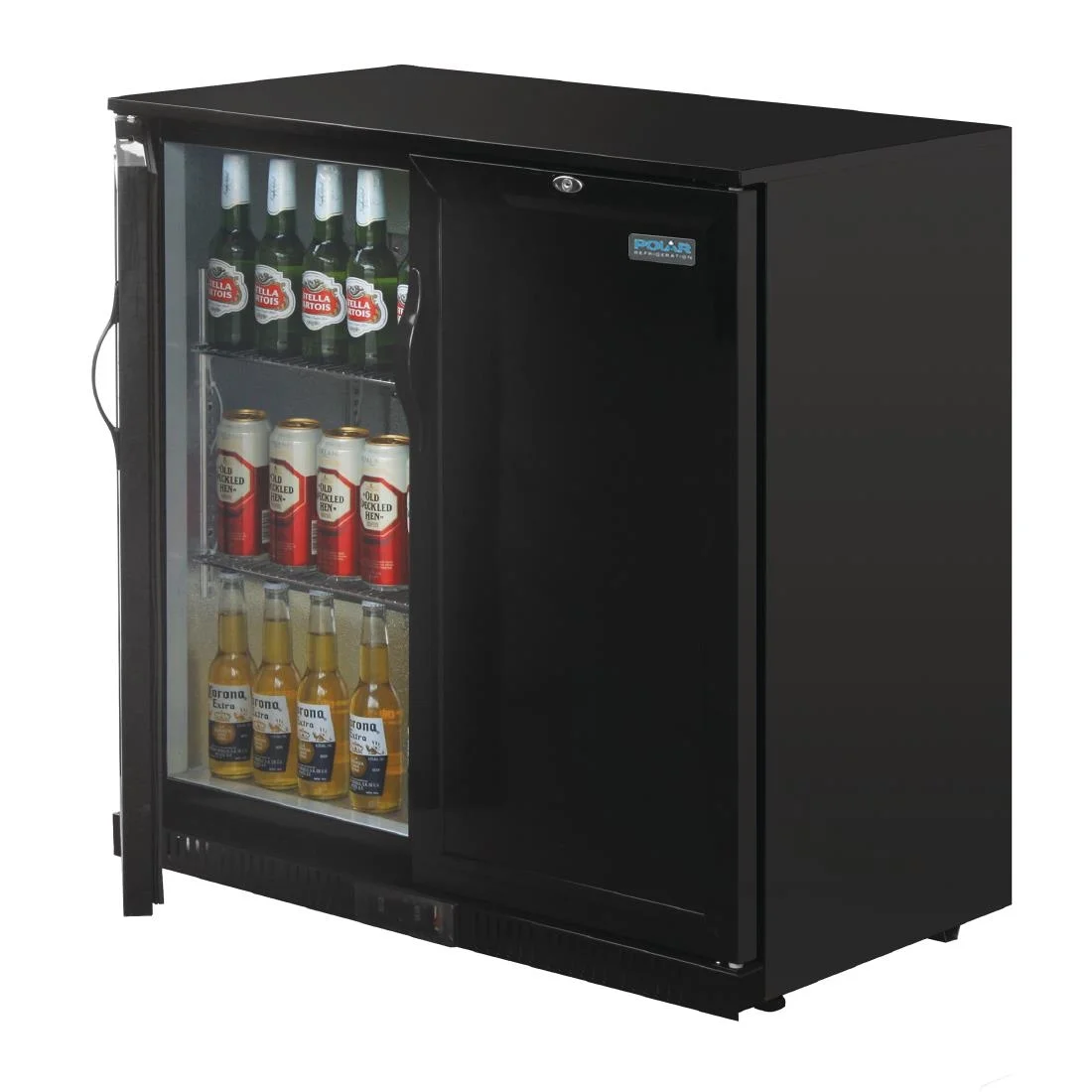 Polar Back Bar Cooler with Hinged Solid Door in Black 208Ltr - Image 9