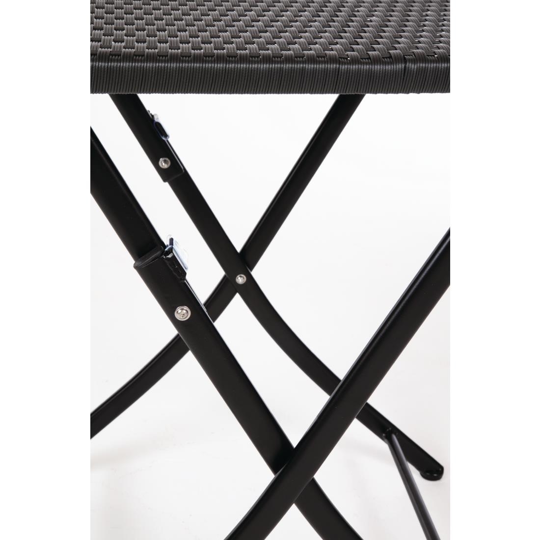Bolero PE Wicker Folding Square Table 600mm