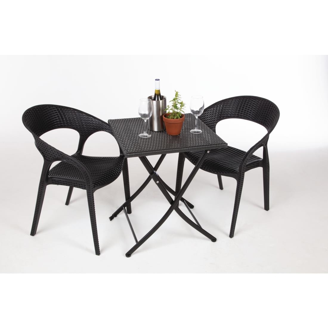 Bolero PE Wicker Folding Square Table 600mm