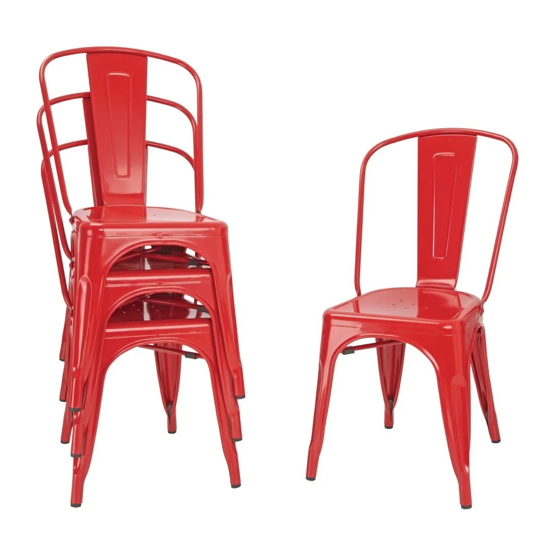 Bolero Bistro Steel Side Chair Red (Pack of 4) - Image 3