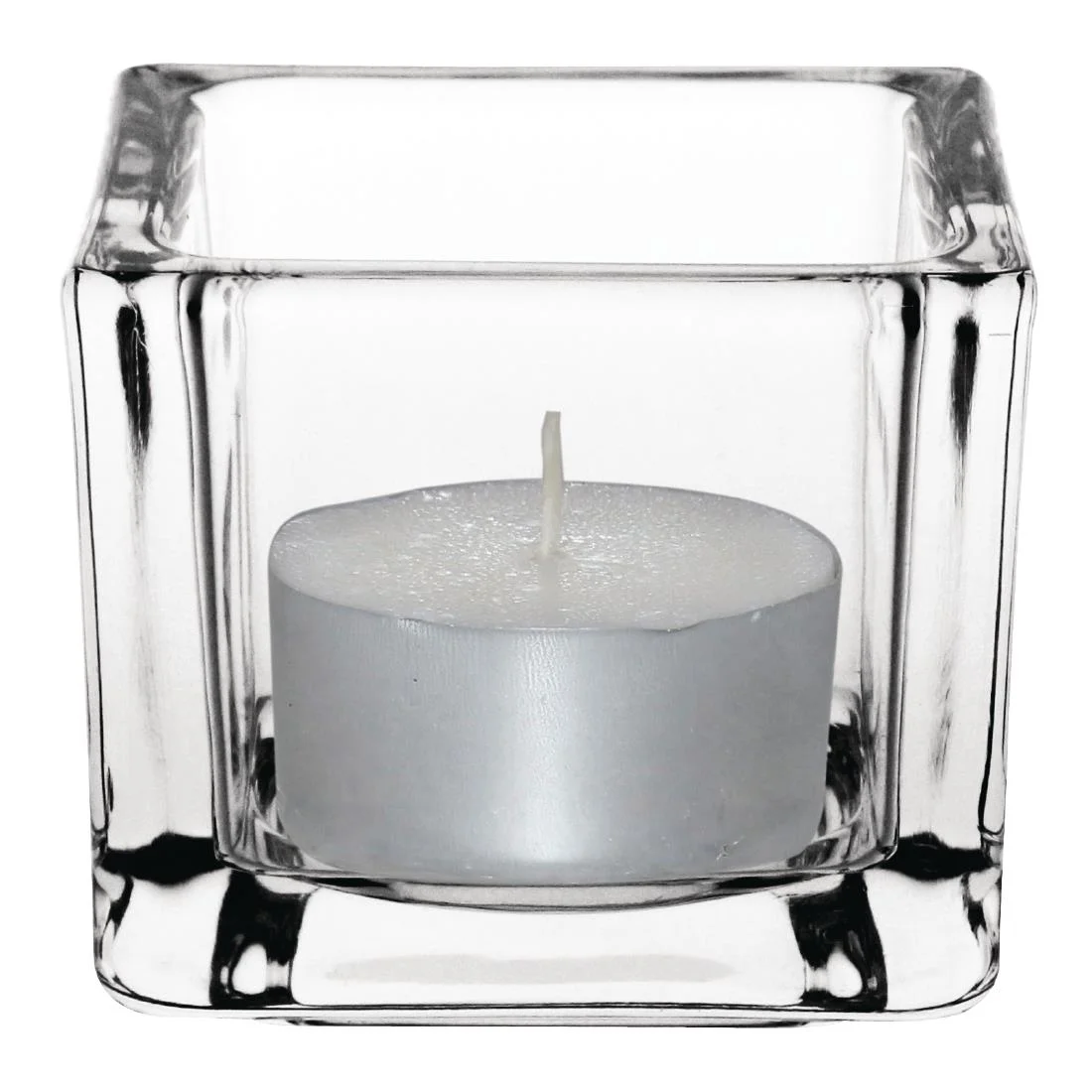 Olympia Glass Tealight Holder Square Clear - Image 2