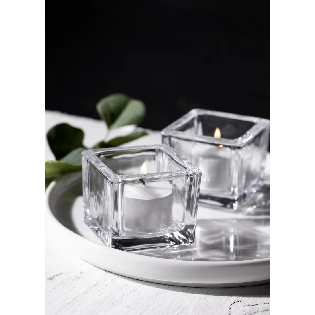 Olympia Glass Tealight Holder Square Clear - Image 6