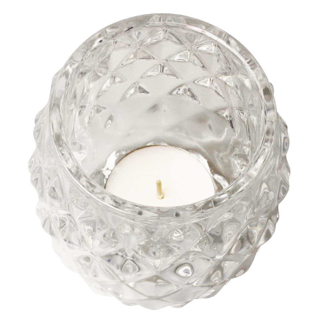 Olympia Glass Diamond Tealight Holder Clear 75mm