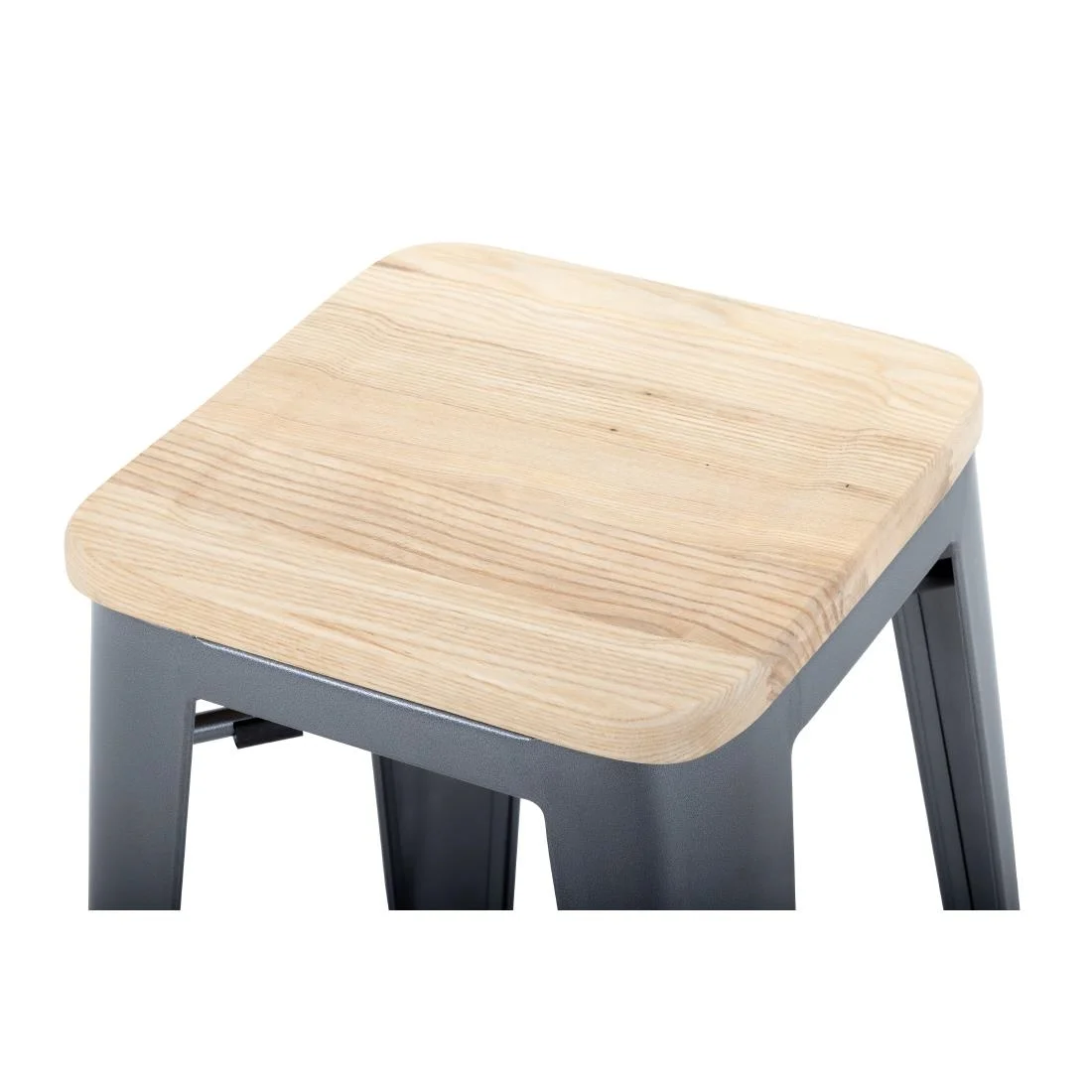 Bolero Bistro High Stools with Wooden Seat Pad Gun Metal (Pack of 4) - Image 5