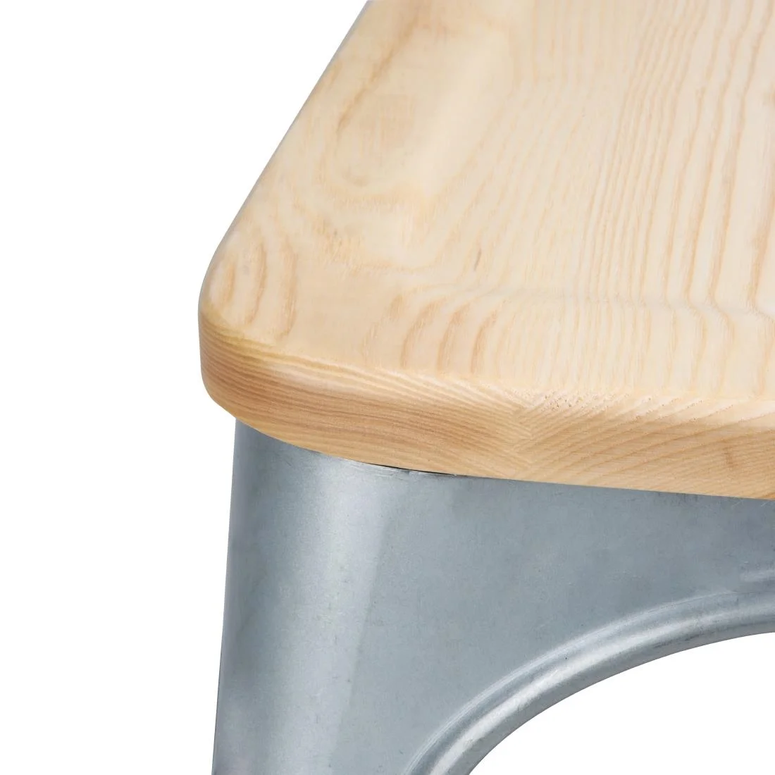 Bolero Bistro Side Chairs with Wooden Seat Pad Galvanised Steel (Pack of 4) - Image 5