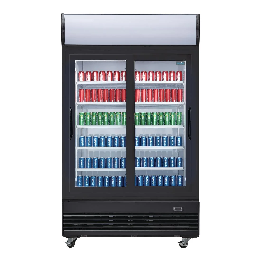 Polar G-Series Upright Sliding Door Display Cooler with Light Box 950Ltr Black - Image 5