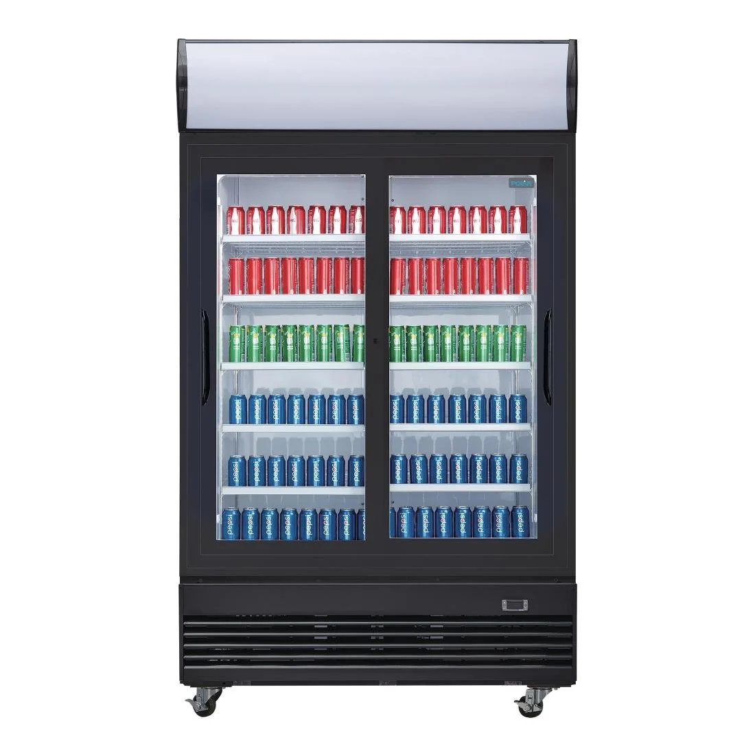 Polar G-Series Upright Sliding Door Display Cooler with Light Box 950Ltr Black - Image 5
