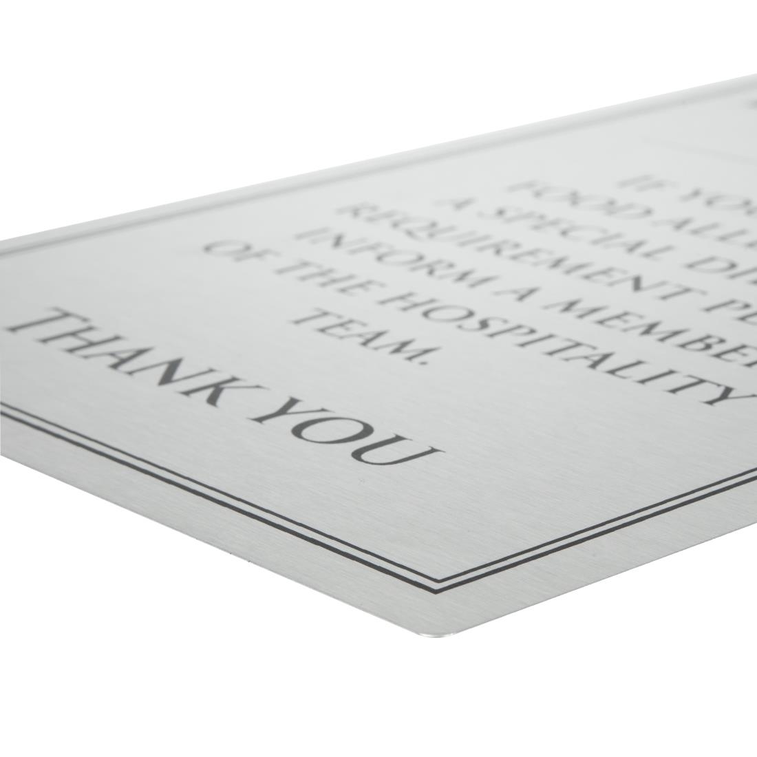 Brushed Steel Food allergy sign A4