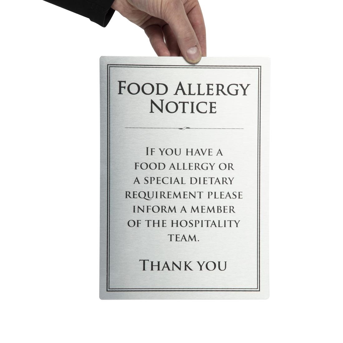 Brushed Steel Food allergy sign A4