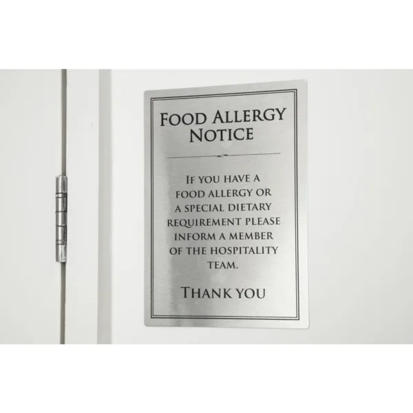 Brushed Steel Food allergy sign A4