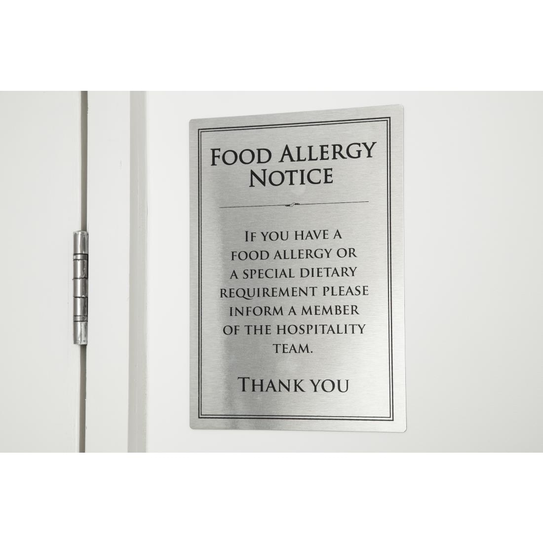 Brushed Steel Food allergy sign A4