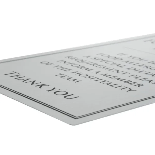 Brushed Steel Food allergy sign A5