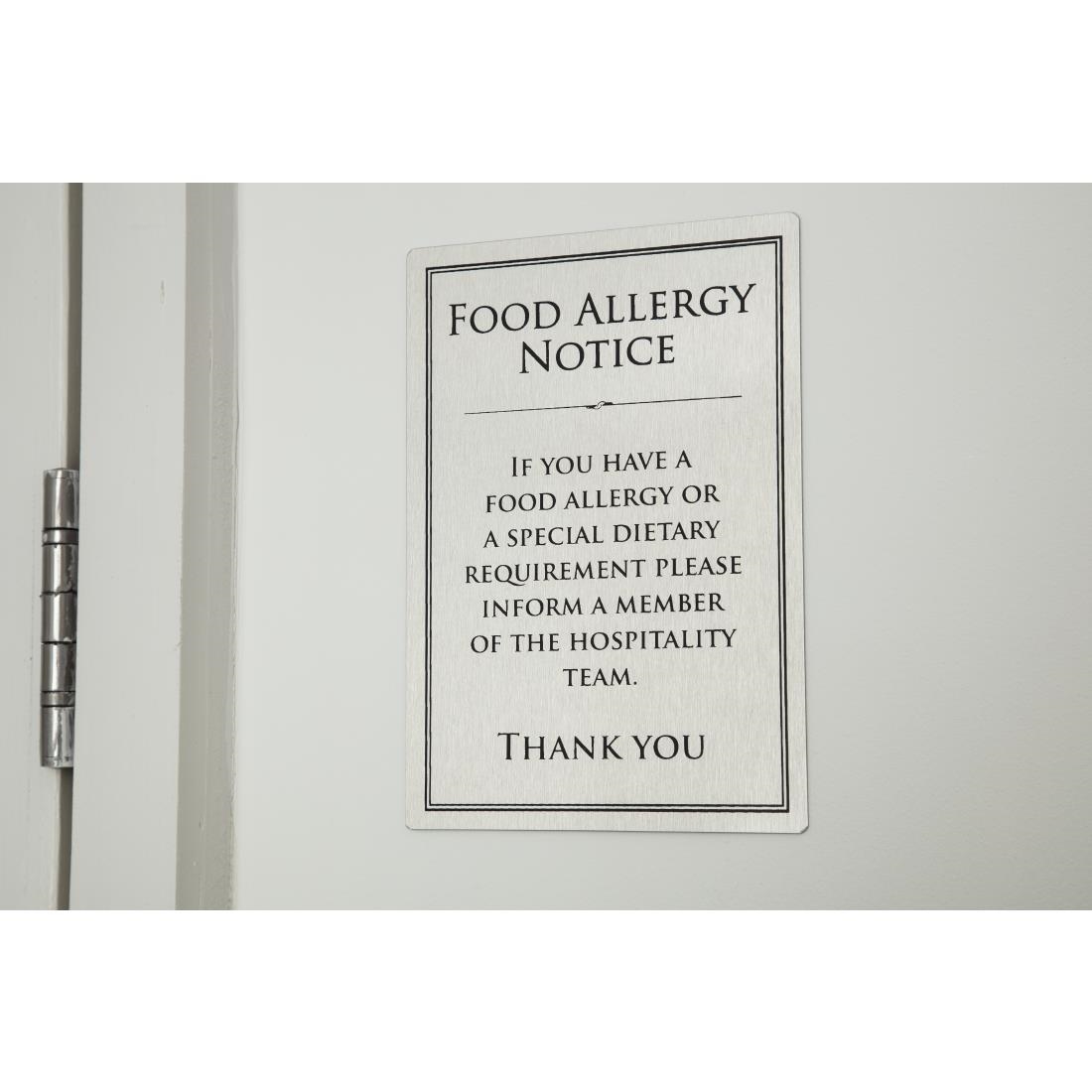 Brushed Steel Food allergy sign A5
