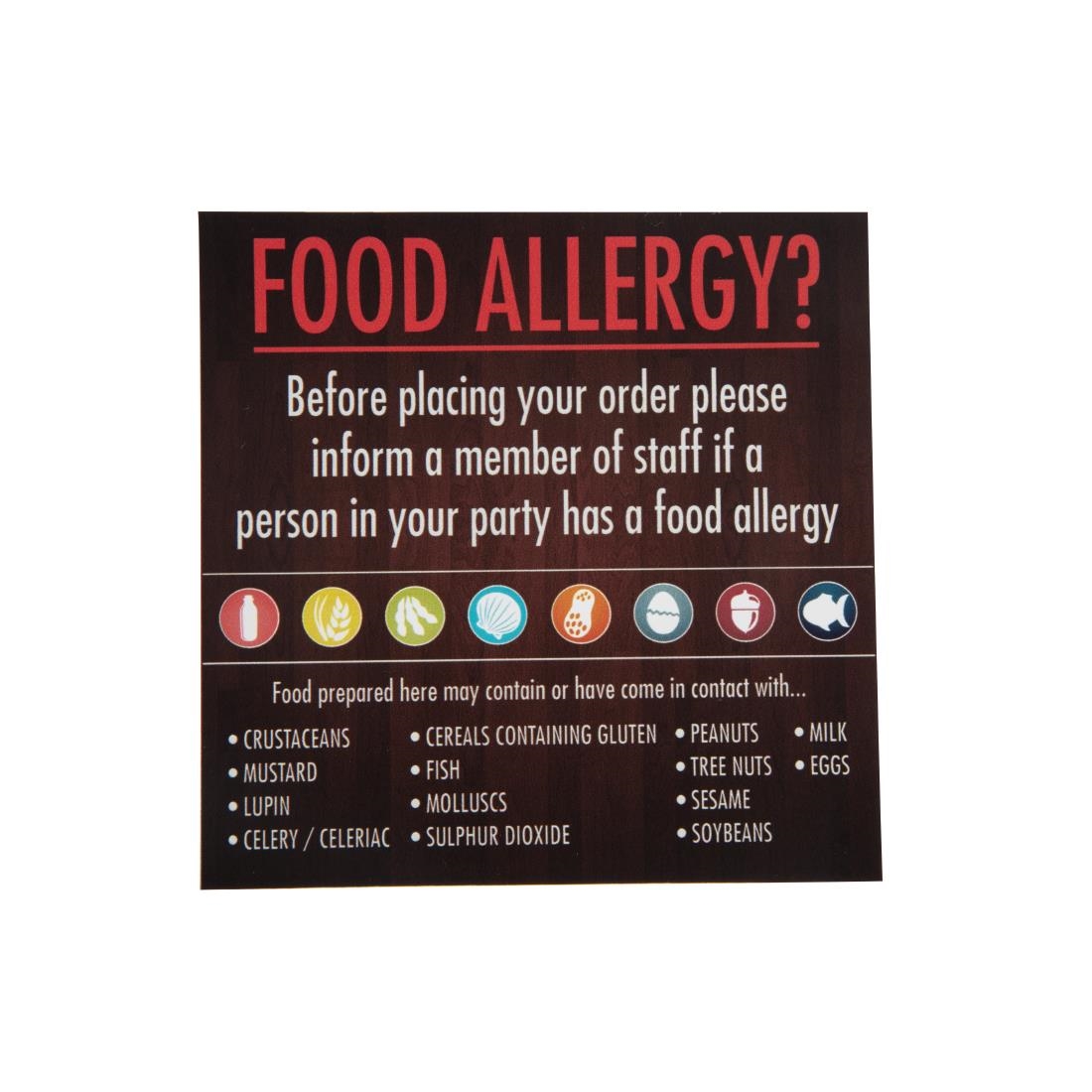 Food Allergen Window and Wall Stickers