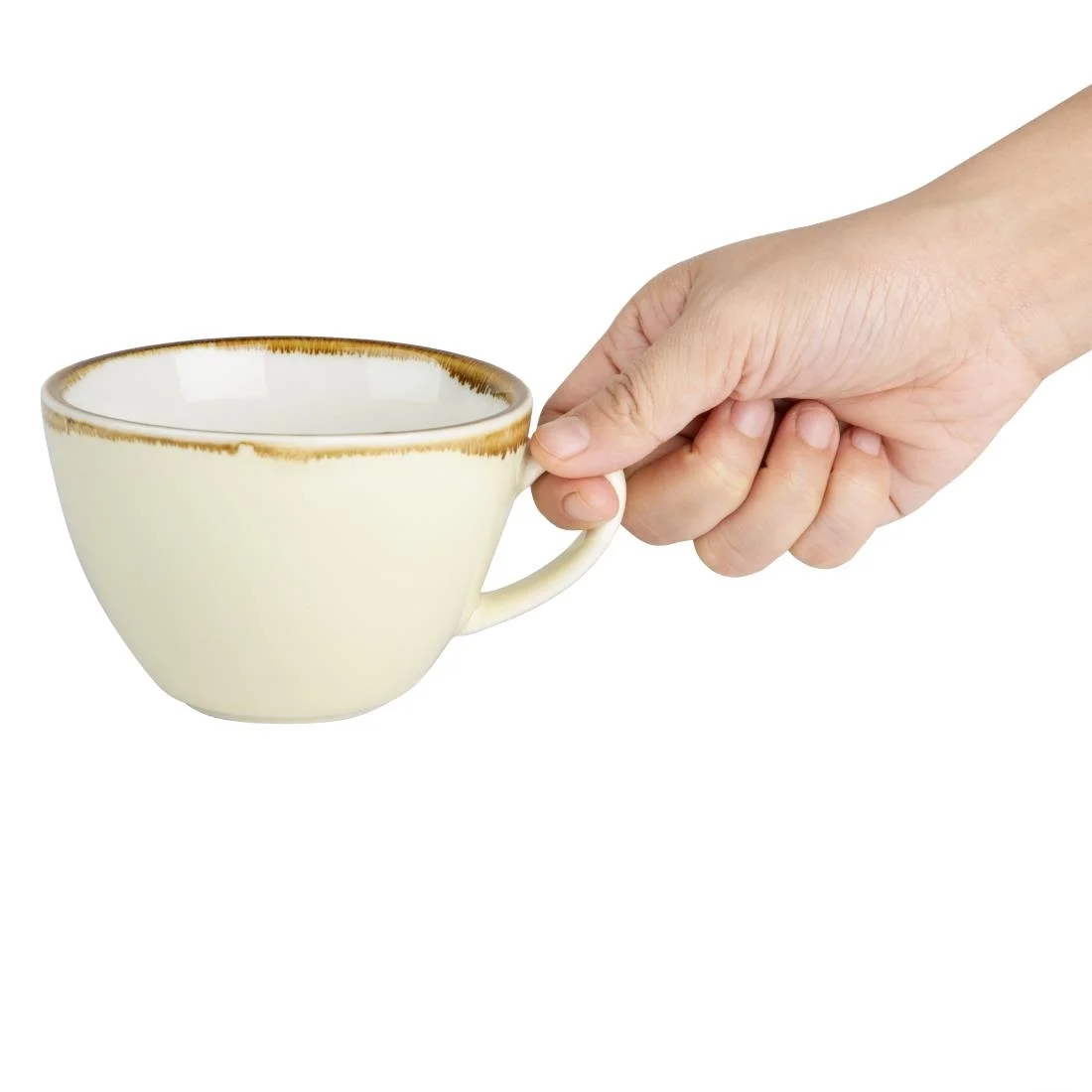 Olympia Kiln Cappuccino Cup Sandstone 340ml - Image 4