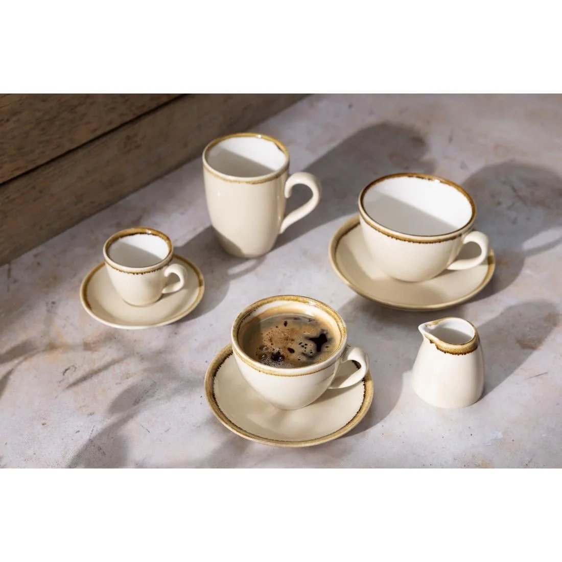 Olympia Kiln Cappuccino Saucer Sandstone 140mm - Image 6