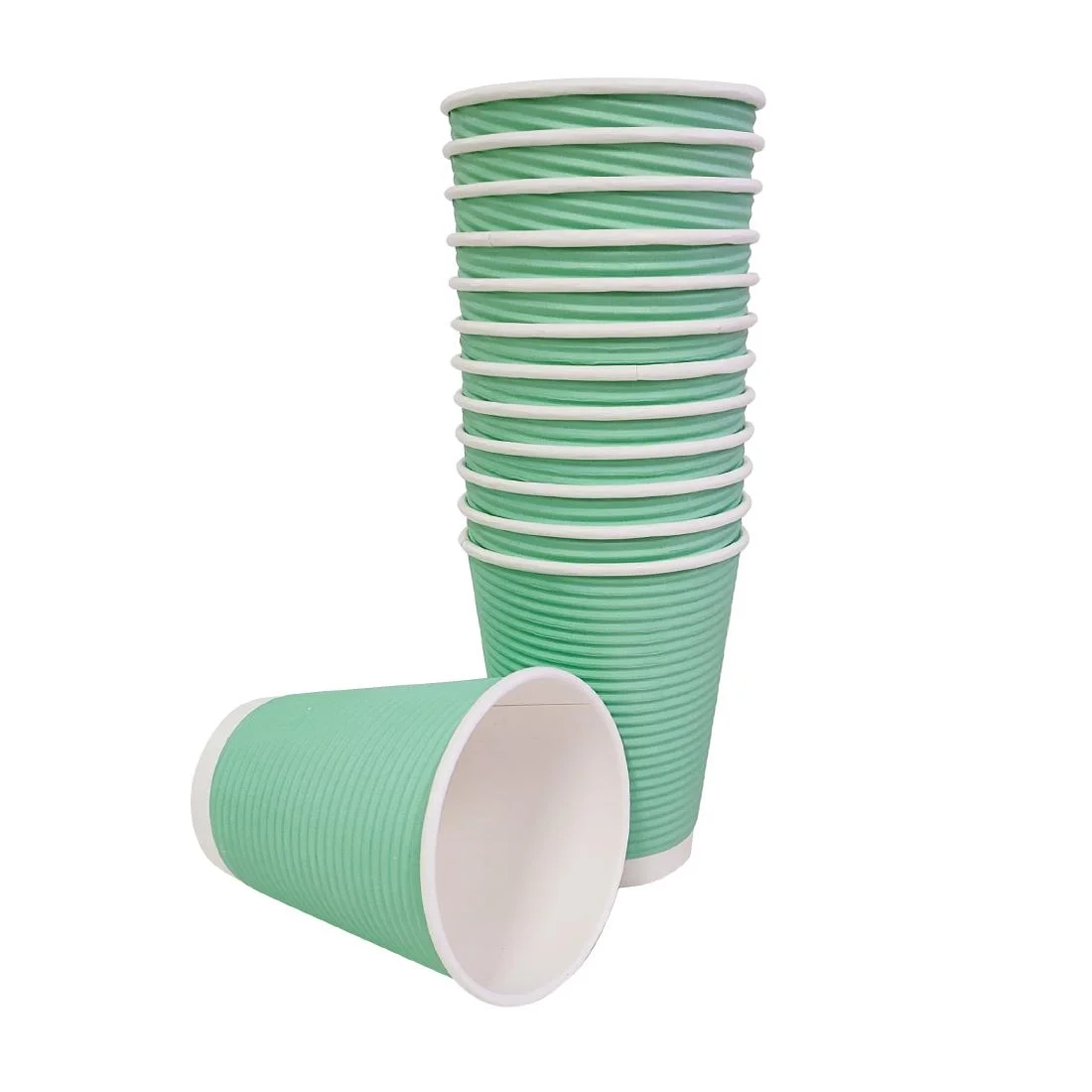 Fiesta Recyclable Coffee Cups Ripple Wall Turquoise 225ml / 8oz (Pack of 500) - Image 5